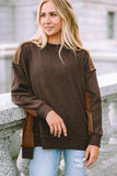 Ribbed Exposed Seam Dropped Shoulder Blouse - Trendsi - Flyclothing LLC
