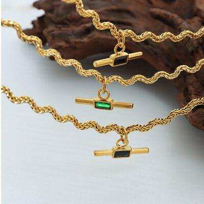 Stainless Steel Glass Cone Shaped Pendant Necklace - Trendsi - Flyclothing LLC