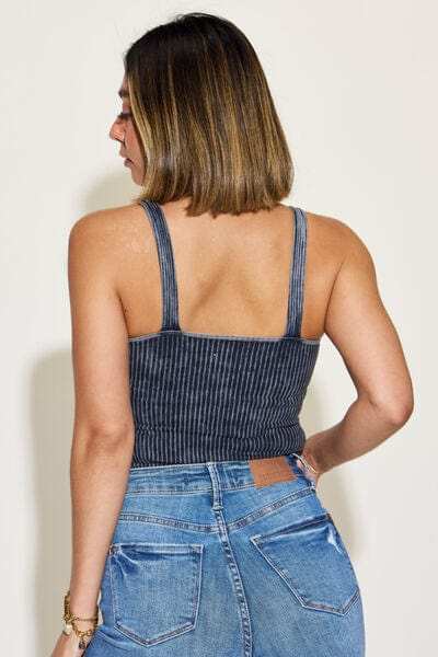 Zenana Ribbed Washed Square Neck Tank - Trendsi - Flyclothing LLC