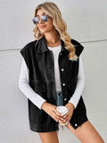 Pocketed Button Up Sleeveless Denim Jacket - Trendsi - Flyclothing LLC
