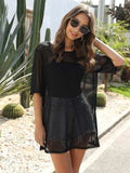 Mesh Boat Neck Half Sleeve Cover Up - Trendsi - Flyclothing LLC