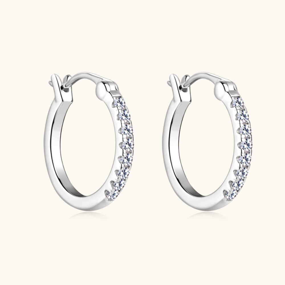 925 Sterling Silver Moissanite Huggie Earrings - Trendsi - Flyclothing LLC