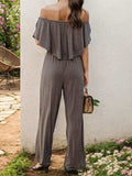 Off-Shoulder Wide Leg Jumpsuit - Trendsi - Flyclothing LLC