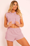 Hooded Crop Top & Pocketed Shorts Set - Trendsi - Flyclothing LLC