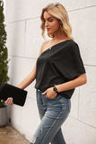 Single Shoulder Half Sleeve T-Shirt - Trendsi - Flyclothing LLC