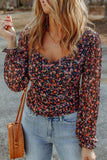 Floral Long Flounce Sleeve Blouse - Trendsi - Flyclothing LLC
