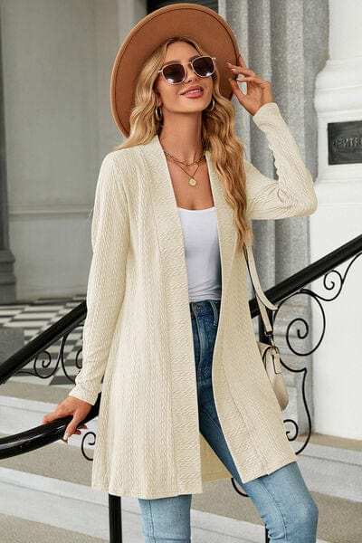 Open Front Long Sleeve Cardigan - Trendsi - Flyclothing LLC
