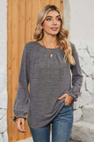 Ruched Round Neck Flounce Sleeve T-Shirt - Trendsi - Flyclothing LLC