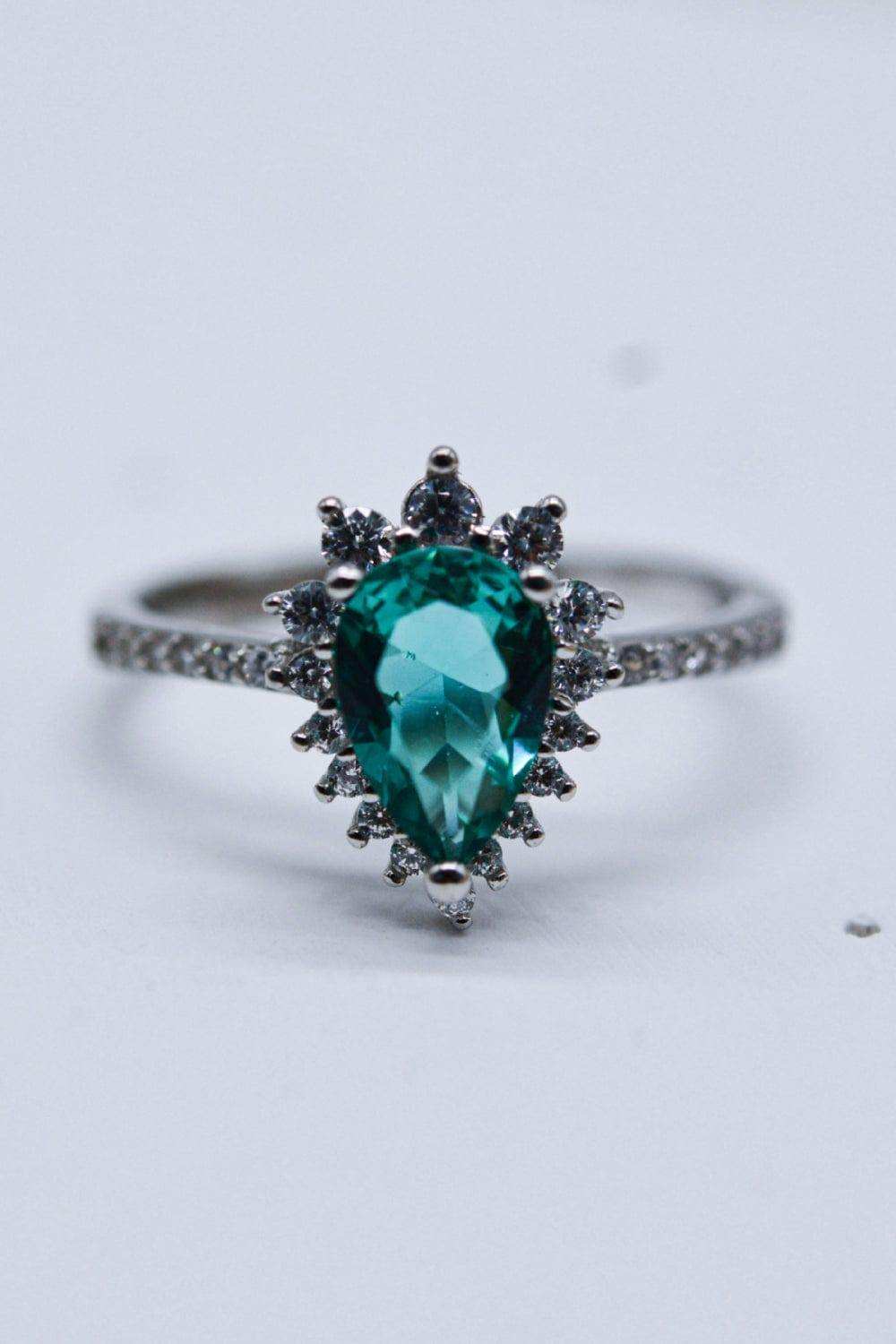 Paraiba Tourmaline Pear Shape Ring - Trendsi - Flyclothing LLC