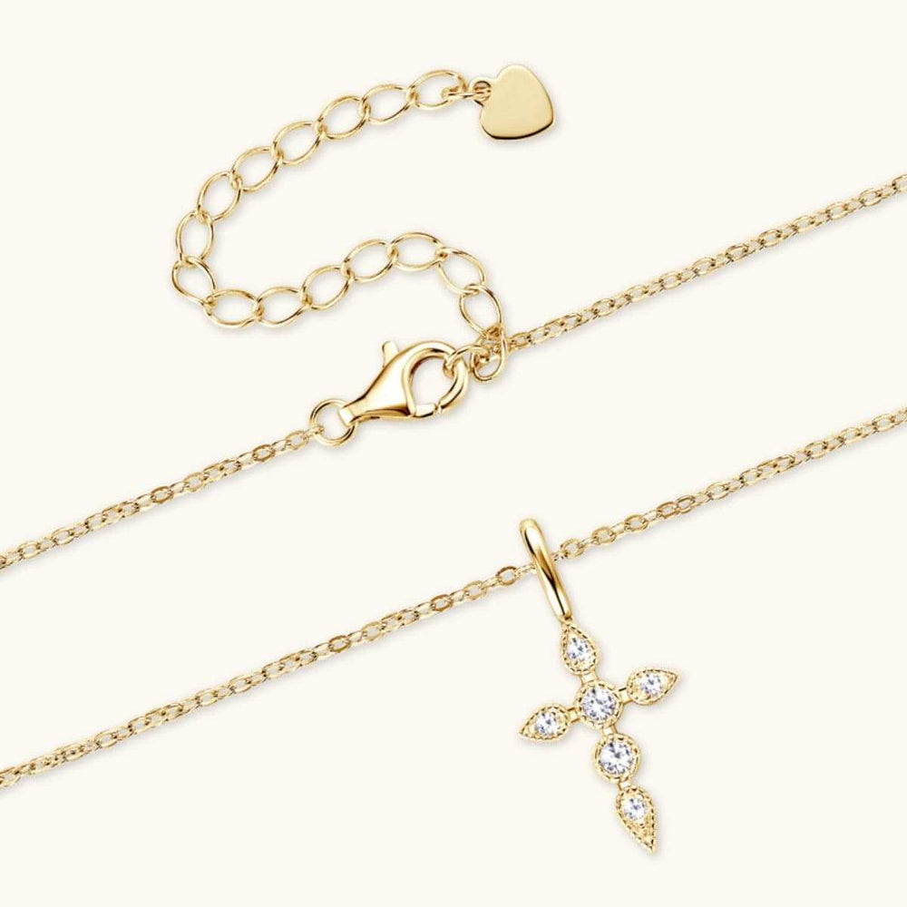 925 Sterling Silver Moissanite Cross Pendant Necklace - Trendsi - Flyclothing LLC