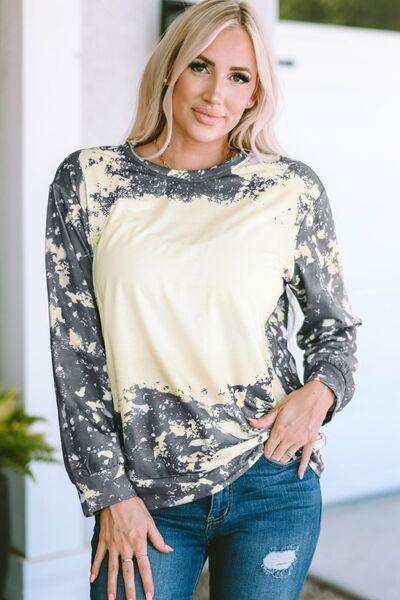 Tie-Dye Round Neck Long Sleeve T-Shirt - Trendsi - Flyclothing LLC