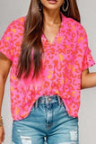 Printed V-Neck Cap Sleeve Blouse - Trendsi - Flyclothing LLC