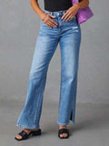 Slit Buttoned Jeans with Pockets - Trendsi - Flyclothing LLC