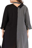 Plus Size Striped Color Block Tie-Neck Dress - Trendsi - Flyclothing LLC