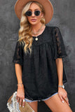 Round Neck Puff Sleeve Blouse - Trendsi - Flyclothing LLC