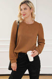Texture Round Neck Long Sleeve Sweatshirt - Trendsi - Flyclothing LLC