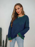 Round Neck Long Sleeve Sweater - Trendsi - Flyclothing LLC