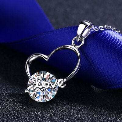 2 Carat Moissanite Heart 925 Sterling Silver Necklace - Trendsi - Flyclothing LLC