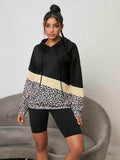 Leopard Color Block Hoodie - Trendsi - Flyclothing LLC