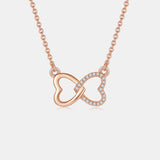 Moissanite 925 Sterling Silver Heart Bow Necklace - Trendsi - Flyclothing LLC