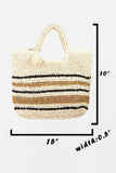 Fame Striped Straw Braided Tote Bag - Trendsi - Flyclothing LLC