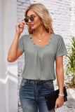 Decorative Button Scoop Neck T-Shirt - Trendsi - Flyclothing LLC
