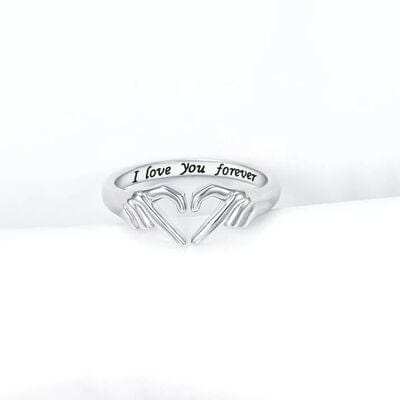 Hand Heart Shape 925 Sterling Silver Open Ring - Trendsi - Flyclothing LLC