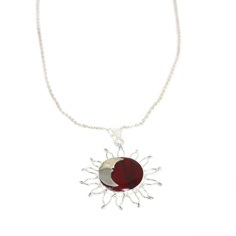 Sun and Moon Red Jasper Pendant with Chain - Artisana - Flyclothing LLC