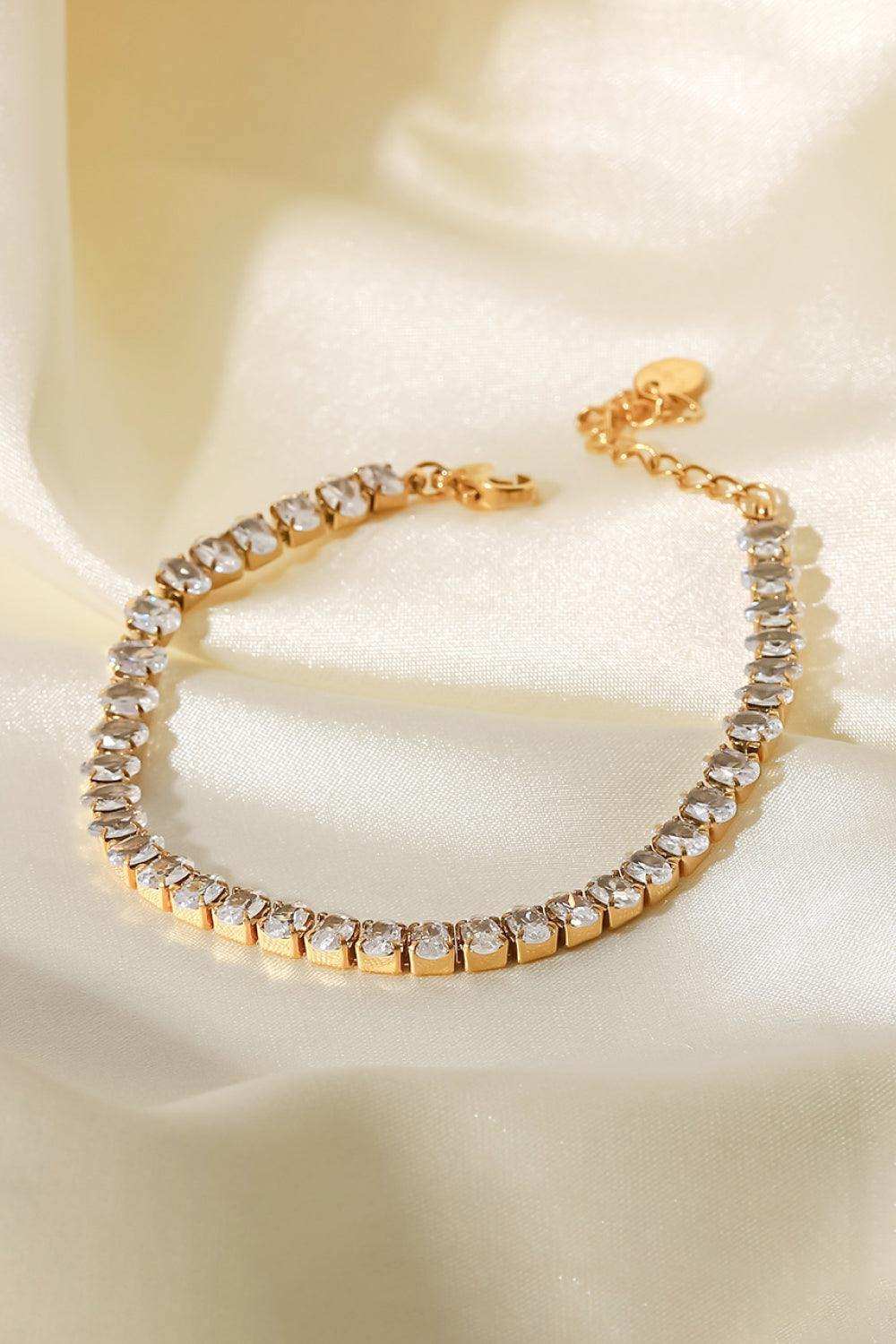 Inlaid Zircon 18K Gold Plated Bracelet - Trendsi - Flyclothing LLC