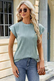 Round Neck Cap Sleeve T-Shirt - Trendsi - Flyclothing LLC