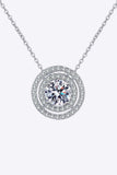 Moissanite Round Pendant Rhodium-Plated Necklace - Trendsi - Flyclothing LLC