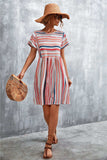 Striped Round Neck Dress - Trendsi - Flyclothing LLC