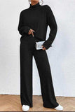 Mock Neck Dropped Shoulder Top and Pants Set - Trendsi - Flyclothing LLC