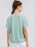 Round Neck Short Sleeve Active Top - Trendsi - Flyclothing LLC
