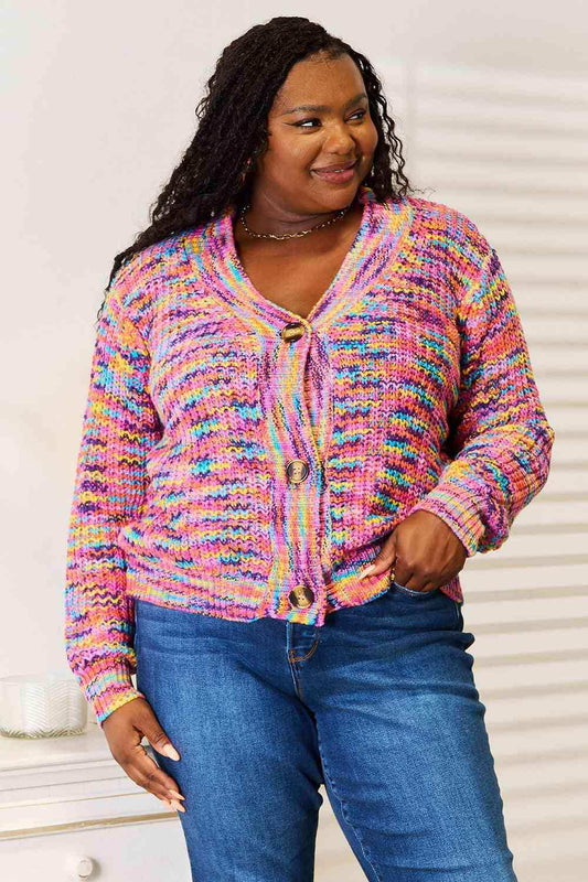 Woven Right V-Neck Long Sleeve Cardigan - Trendsi - Flyclothing LLC