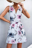 Printed Zip Detail Belted Sleeveless Dress - Trendsi - Flyclothing LLC