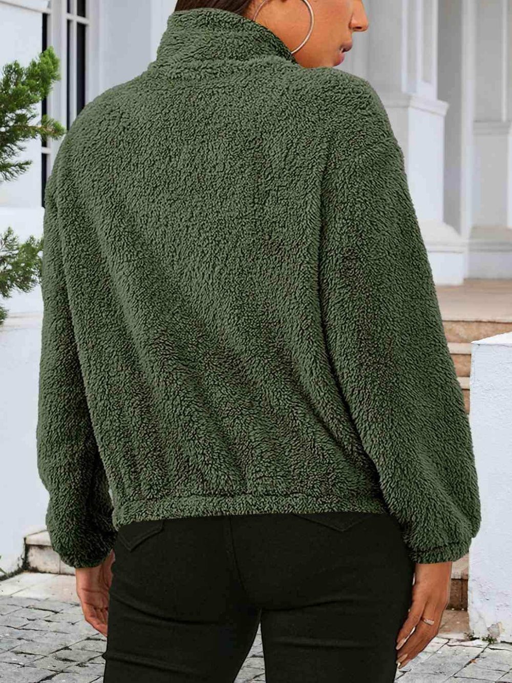 Zip Up Turtleneck Long Sleeve Jacket - Trendsi - Flyclothing LLC