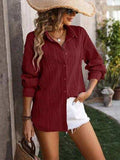 Button Up Dropped Shoulder Shirt - Trendsi - Flyclothing LLC