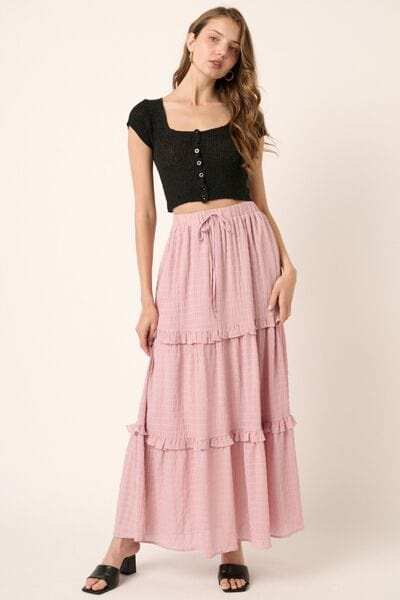 Mittoshop Drawstring High Waist Frill Skirt - Trendsi - Flyclothing LLC