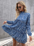Printed Long Sleeve Tiered Dress - Trendsi - Flyclothing LLC