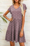Polka Dot V-Neck Flutter Sleeve Mini Dress - Trendsi - Flyclothing LLC