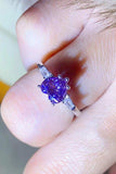1 Carat Moissanite Heart-Shaped Platinum-Plated Ring in Purple - Trendsi - Flyclothing LLC