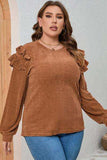 Plus Size Ruffled Round Neck Long Sleeve T-Shirt - Trendsi - Flyclothing LLC