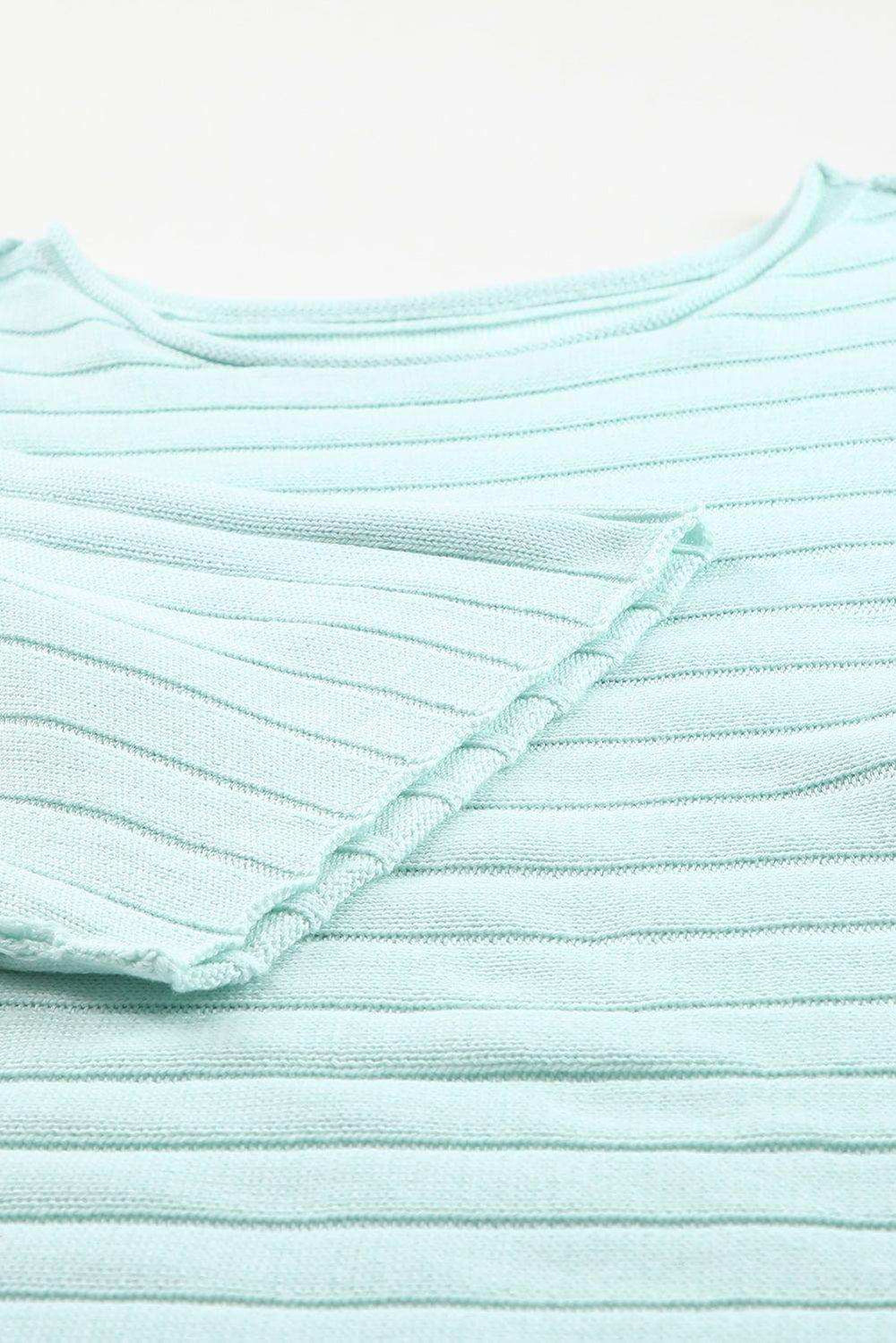 Round Neck Exposed Seams Pullover Sweater - Trendsi - Flyclothing LLC