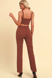 Chain Detail Cropped Cami and Straight Leg Pants Set - Trendsi - Flyclothing LLC
