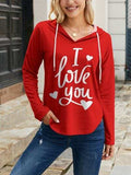 I LOVE YOU Drawstring Long Sleeve Hoodie - Trendsi - Flyclothing LLC