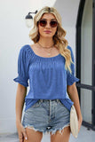 Short Flounce Sleeve Top - Trendsi - Flyclothing LLC