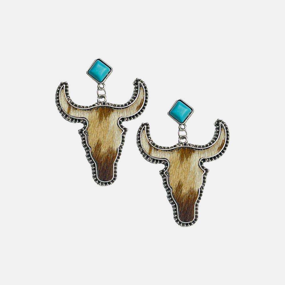 Bull Shape Turquoise Dangle Earrings - Trendsi - Flyclothing LLC