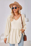 V-Neck Lantern Sleeve Blouse - Trendsi - Flyclothing LLC