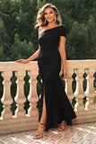 One-Shoulder Ruched Maxi Dress - Trendsi - Flyclothing LLC